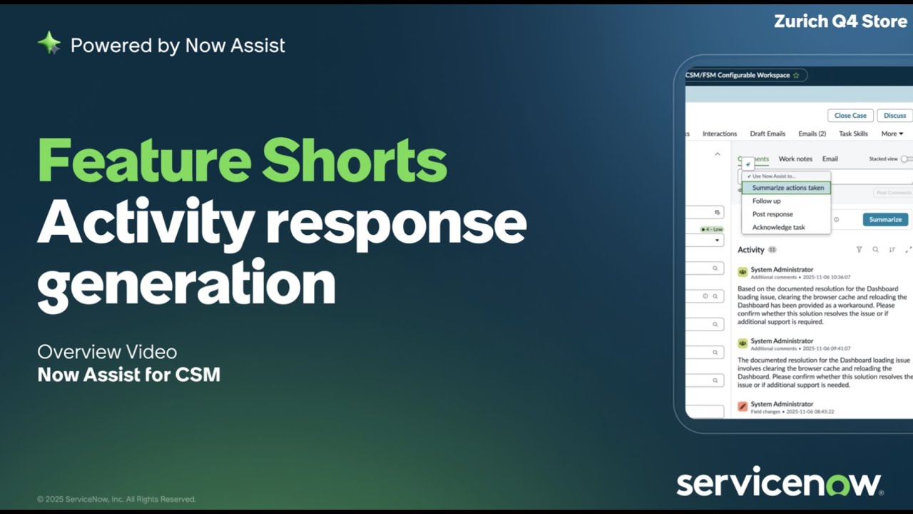 Now Assist for CSM Feature Short: Activity response generation