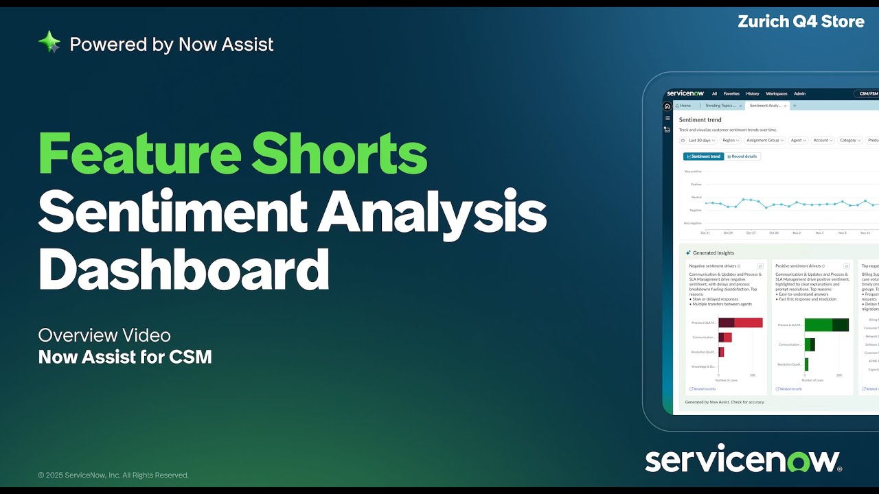 Now Assist for CSM Feature Short: Sentiment analysis dashboard
