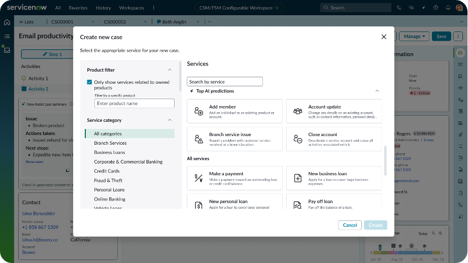 Now Assist for CSM - Service recommendations for interactions