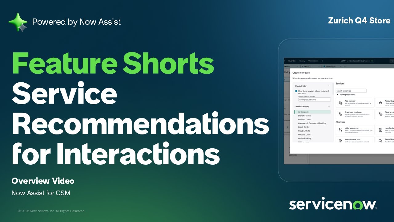 Now Assist for CSM Feature Short: Service Recommendations for Interactions