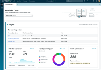 Introducing Knowledge Center with Advanced Editing, powered by Now Assist