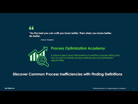 Process Optimization Academy #4 - 8/26/22 - Discover Process Inefficiencies with Finding Definitions