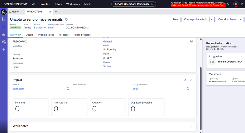 Add Change Request Count to Problem Impact in Service Operations Workspace