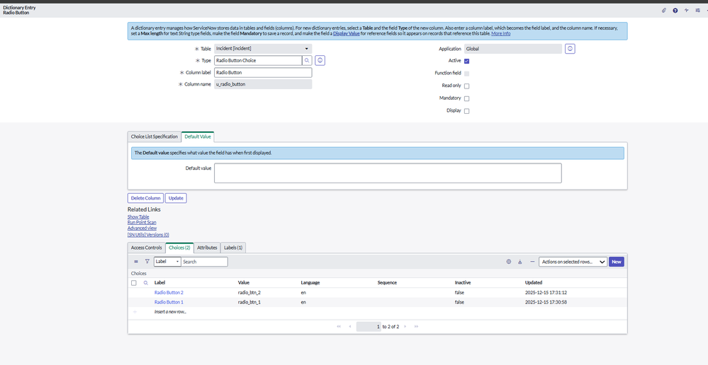 Show or Hide Specific Radio Button Options in ServiceNow