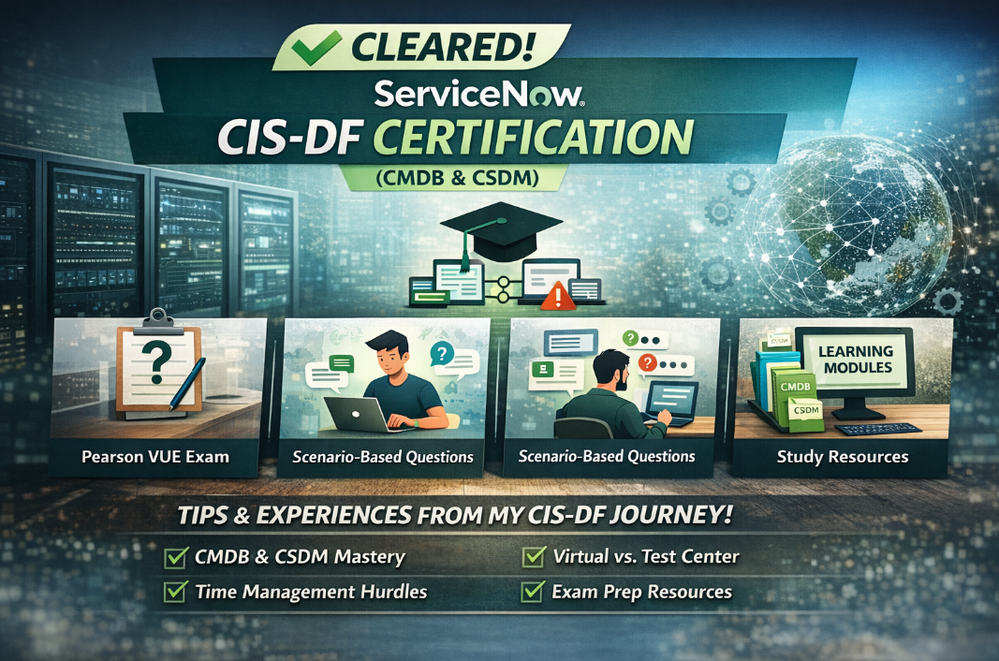 Cleared CIS-DF (CMDB & CSDM): Exam Experience, Difficulty Level, and Key Learnings