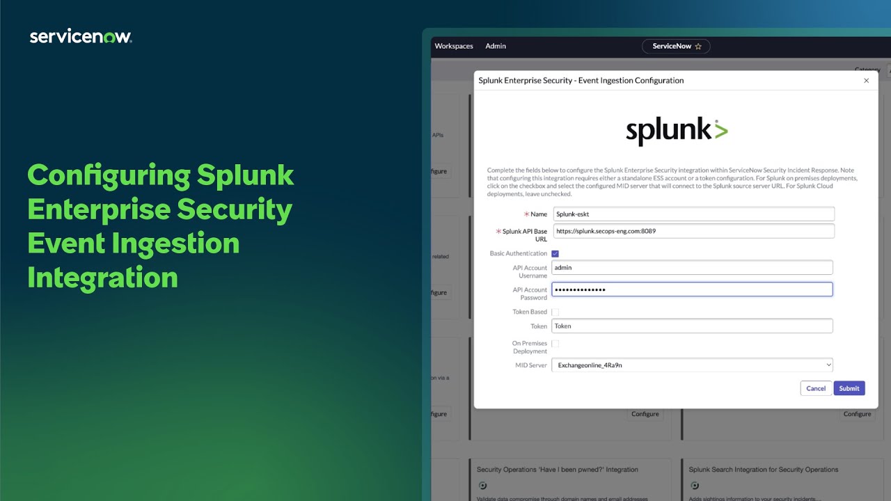 Configuring Splunk Enterprise SecurityEvent IngestionIntegration