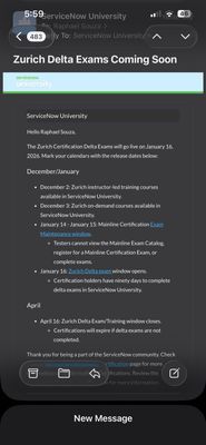 Delta Exam Zurich Janeiro 2026