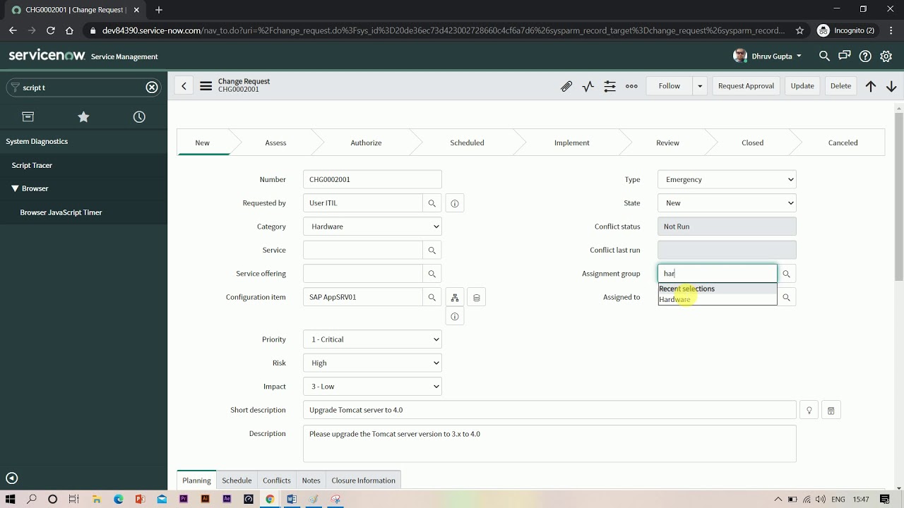 Script Tracer Servicenow Quebec (Video for Community Article)