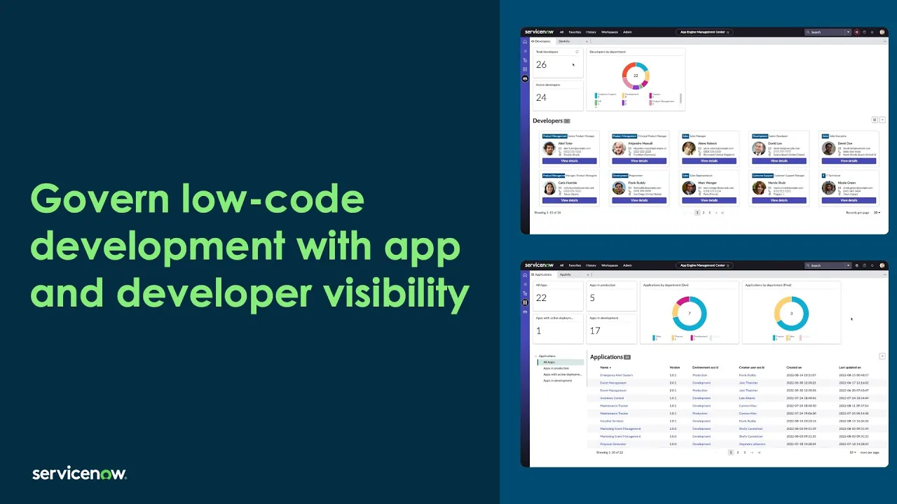 Govern low code development with app and developer visibility