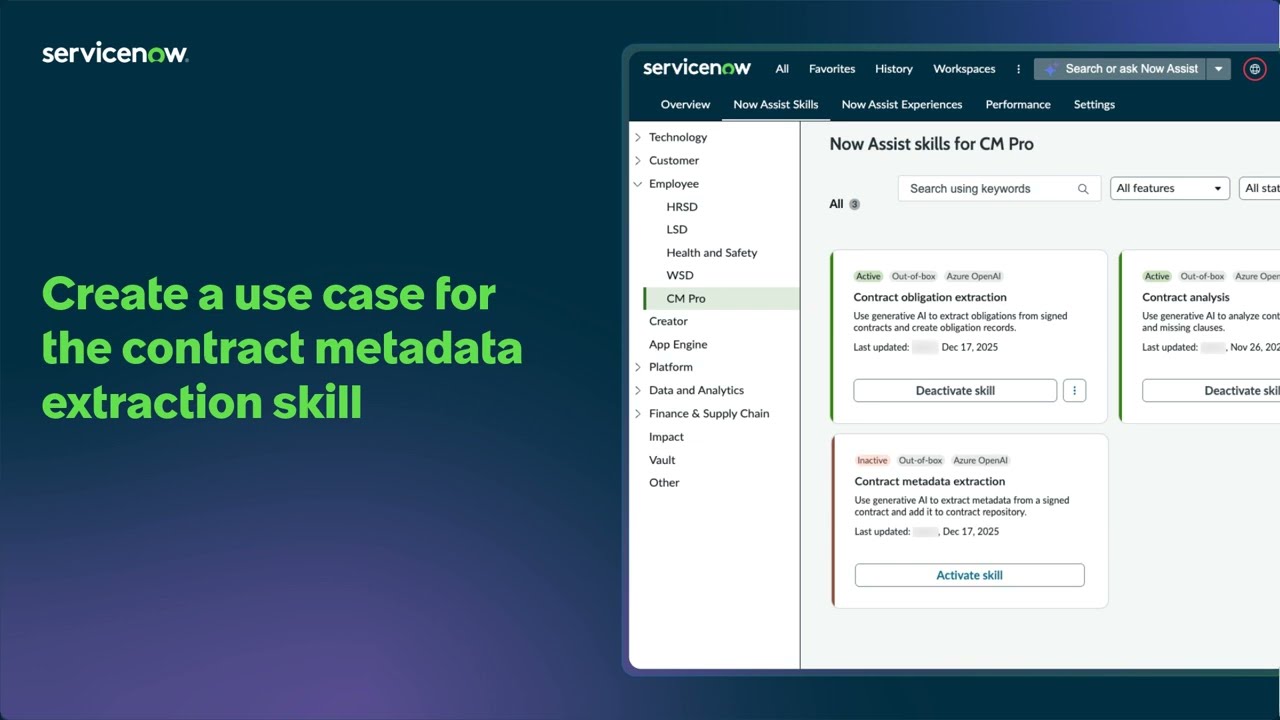 Creating a use case for contract metadata extraction skill
