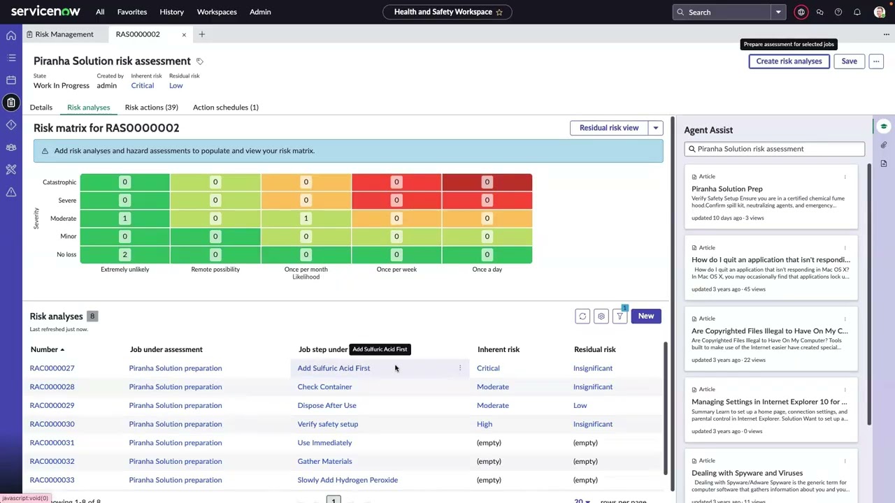 Health and Safety Risk Assessment Demo