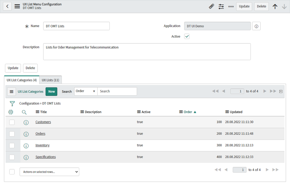 UI Builder Components: List menu, List and Form