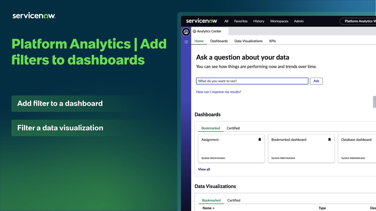 Platform Analytics Workspace | Adding filters to dashboards