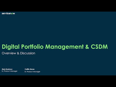 Digital Product Management overview and CSDM discussion