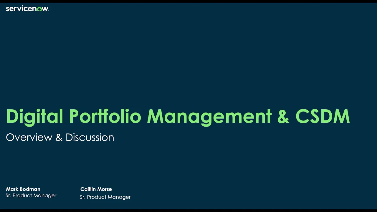 Digital Portfolio Management and CSDM Overview