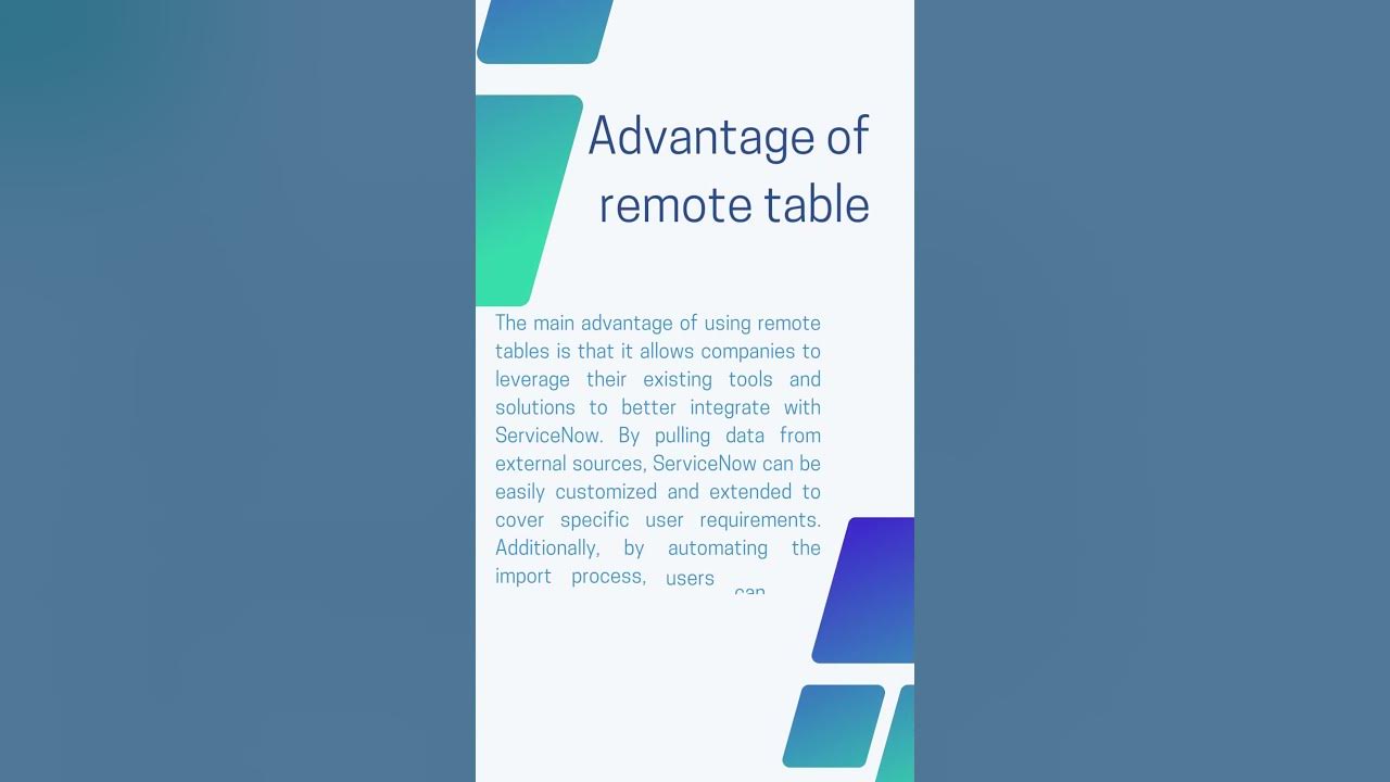 Servicenow remote table