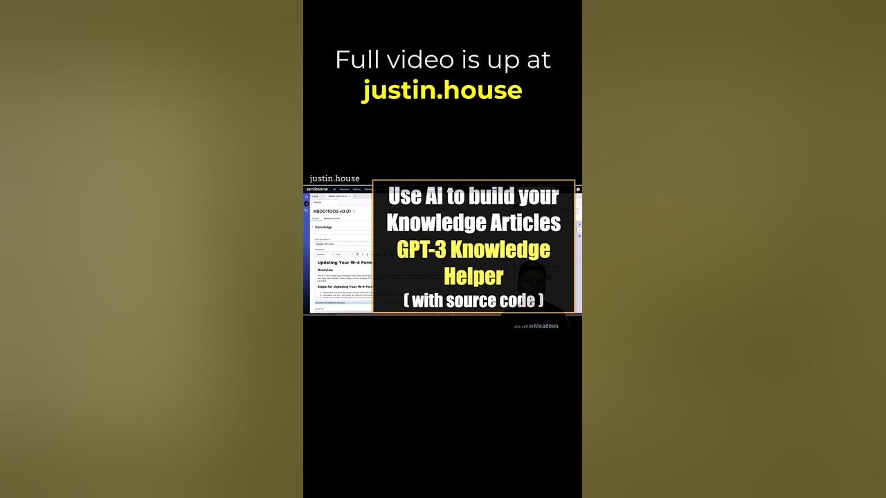 Use OpenAI's GPT-3 to Draft Your Knowledge Articles - short #servicenow #ai #gpt3 #knowledge