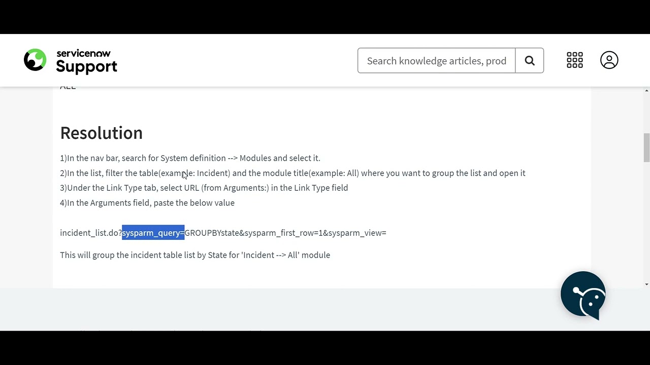 ServiceNow: Group records in a list view with a filter when clicking on a module from the navigation