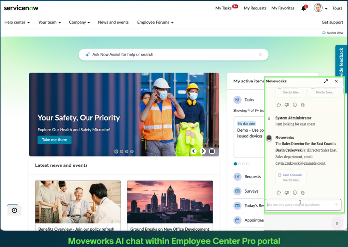Bringing Moveworks AI to Employee Center