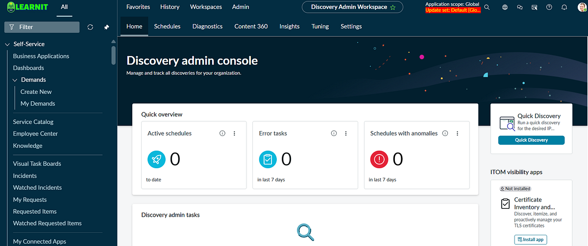 DISCOVERY ADMIN WORKSPACE