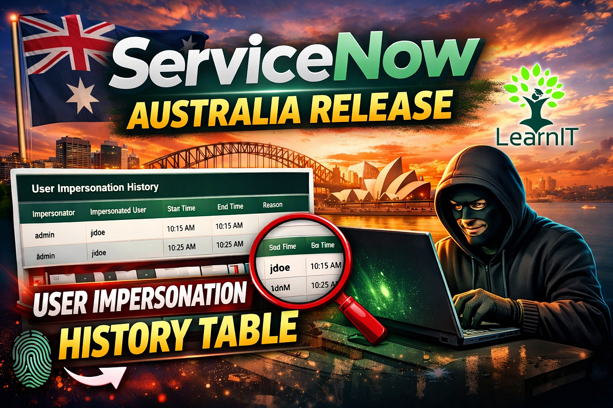 ServiceNow Australia Release Feature 5: User Impersonation History Table