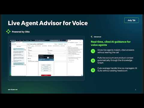 ServiceNow Otto for CSM - Live Agent Advisor