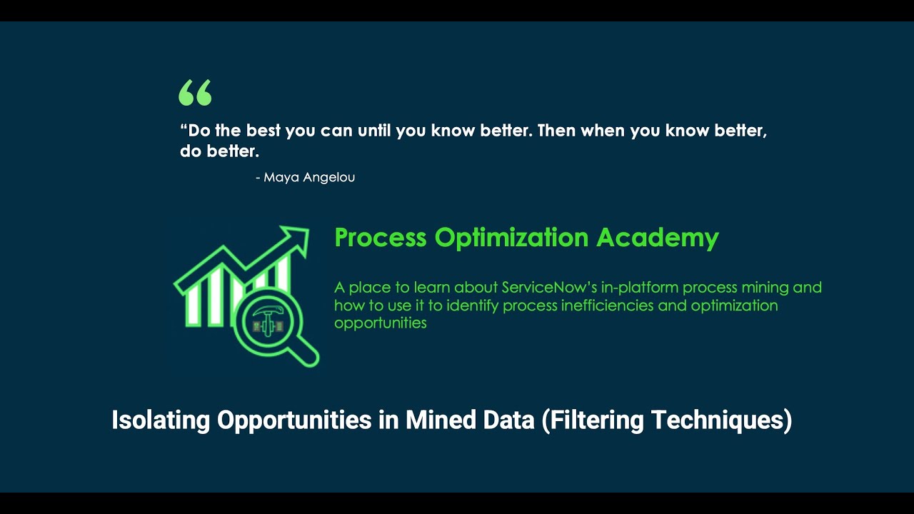 Process Optimization Academy - Isolating opportunities in mined data (Filtering Techniques)