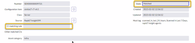 CI matching rule is showing as blank in Discovered Items