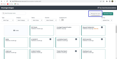 Virtual Agent Automatic Test Topic