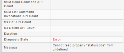 SGC-AWS diagnose error "Cannot read property "keys" or "statuscode" from undefined.