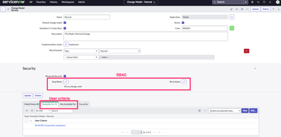Change Models advanced security - RBAC and User Criteria