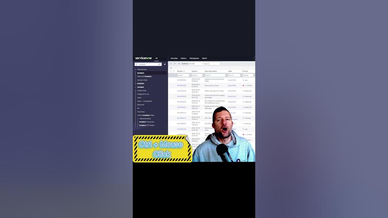 ServiceNow Click the record & Open it in a new tab