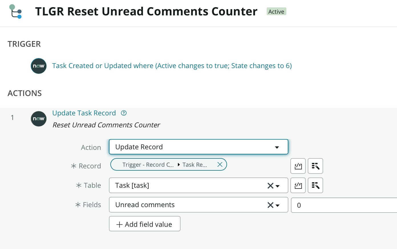 Track unread comments in ServiceNow