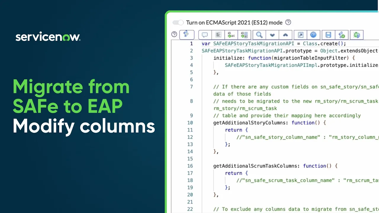 Modify SAFe table columns to migrate to EAP