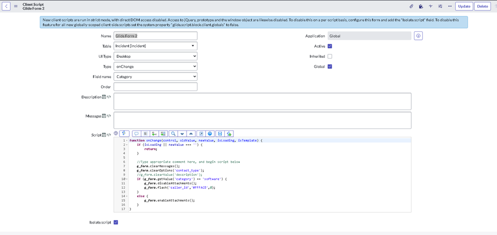 ServiceNow Introduction to GlideForm API ==> ServiceNow JavaScript Challenge Day 2