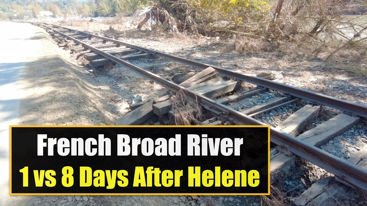 French Broad River in Woodfin: 1 vs 8 Days After Helene #wncstrong