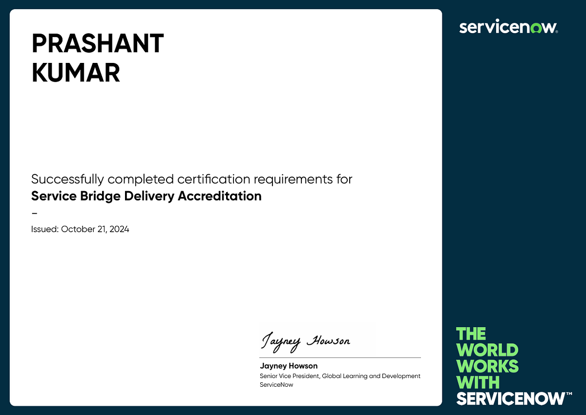 Service Bridge Delivery Accreditation