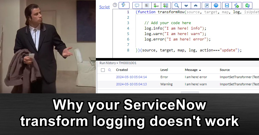 Why your ServiceNow transform logging doesn't work
