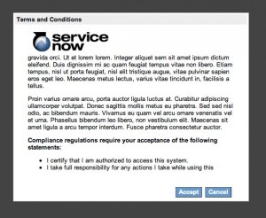Login Terms and Conditions Dialog