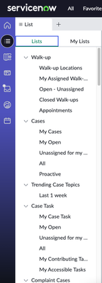 Service Operations Workspace (SOW) - List view configuration
