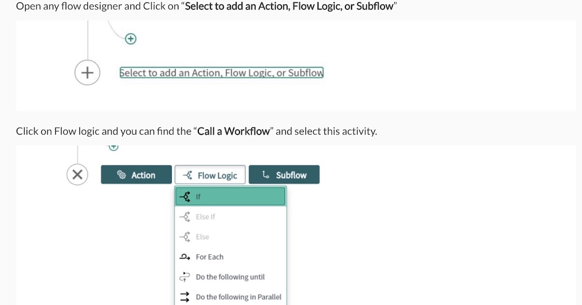 ServiceNow Calling Workflow from Flow