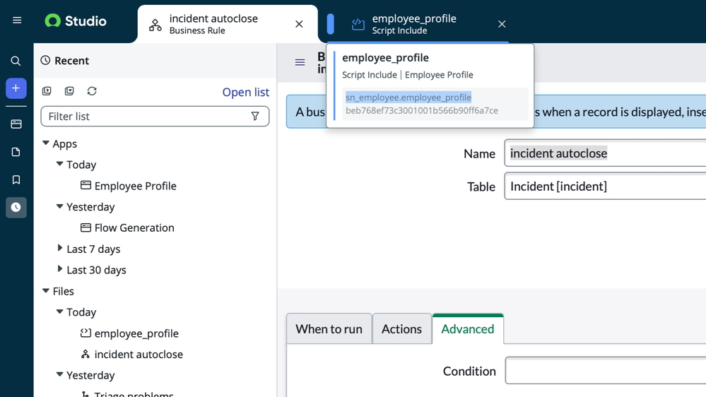 12 days of ServiceNow Studio Day 1: file info