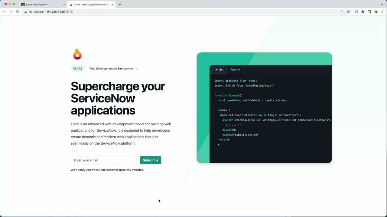 Web development in ServiceNow - Flare preview