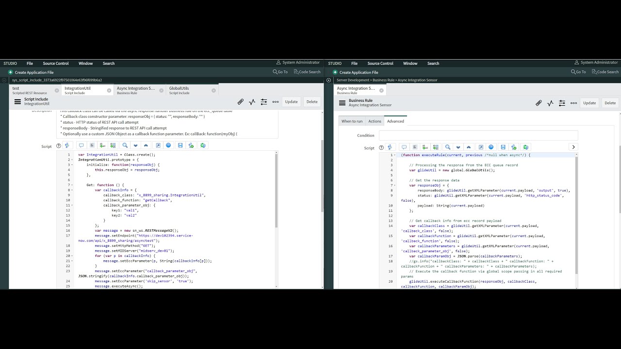 High throughput asynchronous integration handling using RESTMessageV2 with custom callback functions
