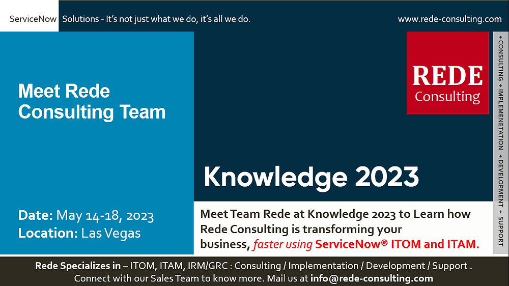 REDE Consulting is attending ServiceNow Knowledge 23!