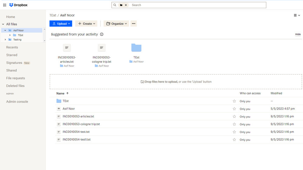 Integration with Dropbox API