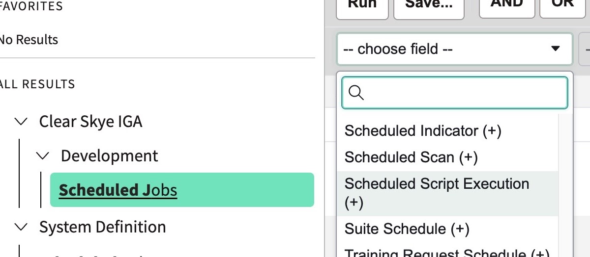 ServiceNow Search on Script Field in Scheduled Job