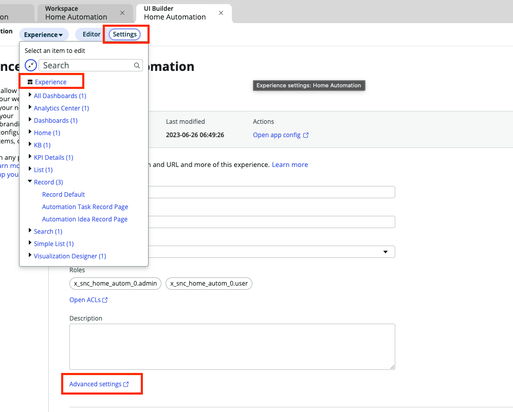 Workspace for a custom app: forms
