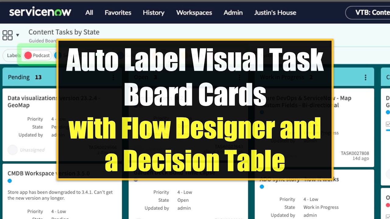 Automatically Label Visual Task Board Cards in ServiceNow