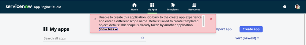 Resolving 'This Scope Is Already Taken by Another Application' Error in ServiceNow